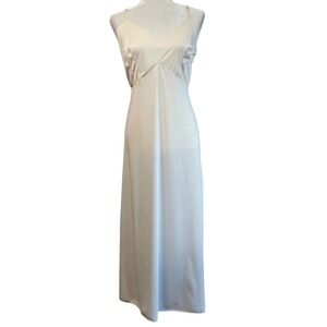 Vintage Slip Womens Medium Ivory Maxi Babydoll Spaghetti Strap Minimalist Dress